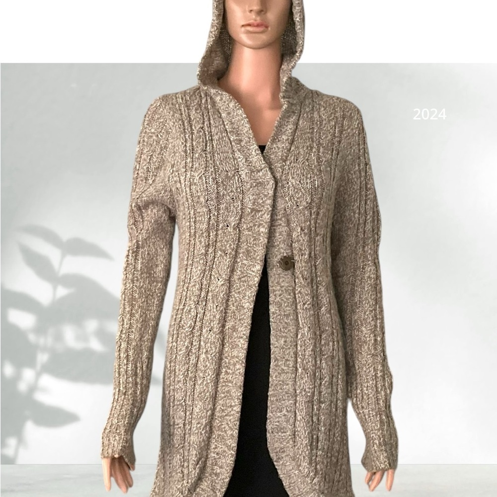 Hooked Up Hooded Sweater SZ XL Women Dark Oak Ivory Winter Casual Corpcore Fall‎